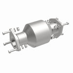 MagnaFlow 5571184 carb direct-fit catalytic converter, front three-quarter view of the turntable spin