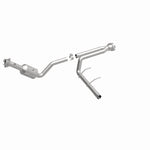 MagnaFlow 5551156 carb direct-fit catalytic converter, front three-quarter view of the turntable spin