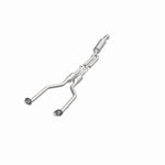 MagnaFlow 5571315 carb direct-fit catalytic converter, opposite front three-quarter view of the turntable spin