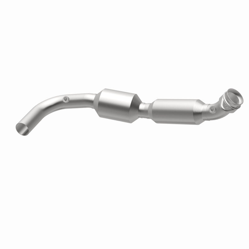 MagnaFlow 5582311 carb direct-fit catalytic converter, opposite front three-quarter view of the turntable spin