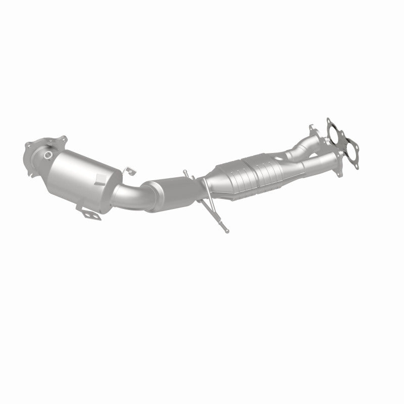 MagnaFlow 21-508 oem grade direct-fit catalytic converter, rear three-quarter view of the turntable spin