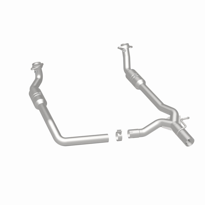 MagnaFlow 5551294 carb direct-fit catalytic converter, rear three-quarter view of the turntable spin