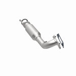 MagnaFlow 551547 carb direct-fit catalytic converter, opposite rear three-quarter view of the turntable spin