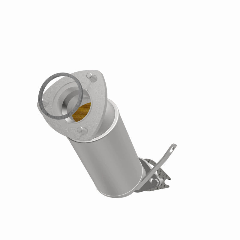 MagnaFlow 5451445 carb direct-fit catalytic converter, opposite front three-quarter view of the turntable spin