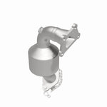 MagnaFlow 5582881 carb manifold converter, side view of the turntable spin