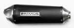 Remus Honda Africa Twin CRF1100L Slip-On Exhaust, black silencer with brushed end caps, side view