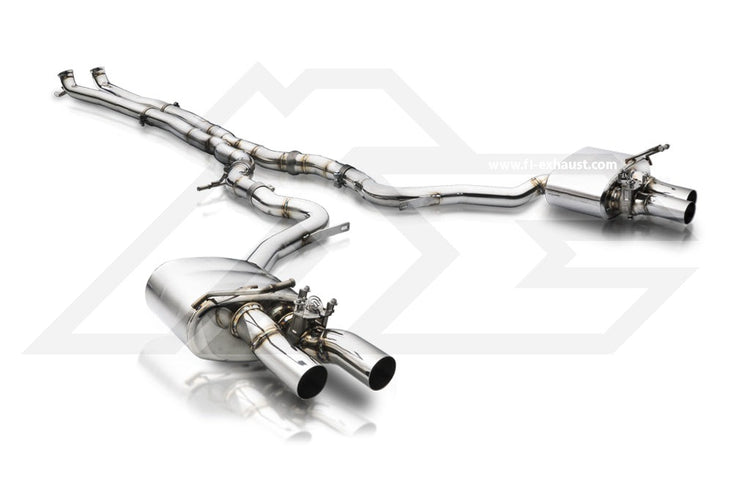 A top view of Fi EXHAUST Valvetronic Cat-Back System for Porsche 971 Panamera S / 4S 2.9TT 2017+ with white background