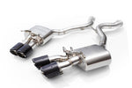 A top view of Fi EXHAUST Valvetronic Cat-Back System for Porsche 971 Panamera Turbo / GTS 2017+ muffler with white background