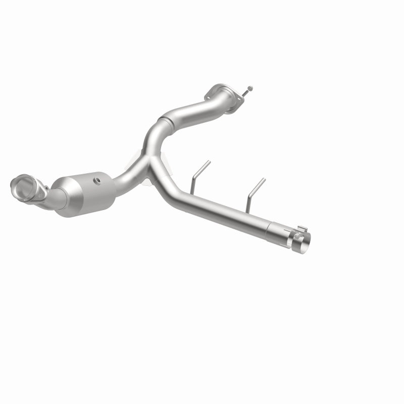 MagnaFlow 280275 oem grade direct-fit catalytic converter, opposite front three-quarter view of the turntable spin