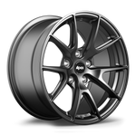 Dark gunmetal alloy wheel with curved Y-spoke design and center cap, five lug bolt pattern - APEX Wheels wheel for 17x9 ET35 5x114.3 - Satin Black