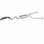 MagnaFlow 19677 overland series cat-back exhaust, rear three-quarter view of the turntable spin