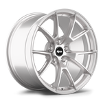 Silver alloy wheel with ten-spoke design and polished finish, showing front face and side profile on white background - APEX Wheels wheel for 18x10.5 ET22 5x120 - Race Silver