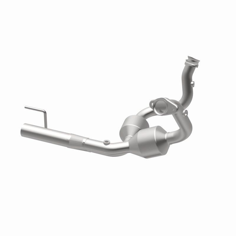 MagnaFlow 23067 hm grade direct-fit catalytic converter, opposite rear three-quarter view of the turntable spin