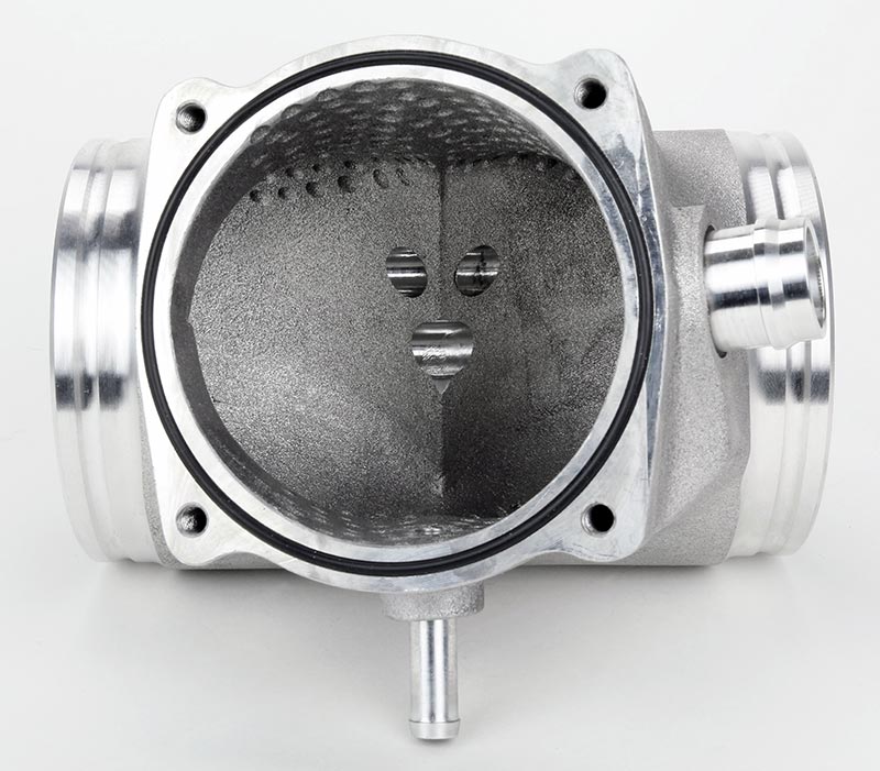 987.1 plenum throttle body flange with O-ring, dimpled interior and center splitter - IPD for Porsche 987.1 Cayman