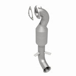 MagnaFlow 5411350 carb direct-fit catalytic converter, rear three-quarter view of the turntable spin