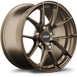 Bronze alloy wheel with five double-spoke design, center cap, and five lug bolt pattern - APEX Wheels wheel for 17x9 ET35 5x100 - Satin Bronze