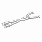 MagnaFlow 21-973 oem grade direct-fit catalytic converter, front three-quarter view of the turntable spin