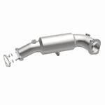 MagnaFlow 5551818 carb direct-fit catalytic converter, opposite front three-quarter view of the turntable spin