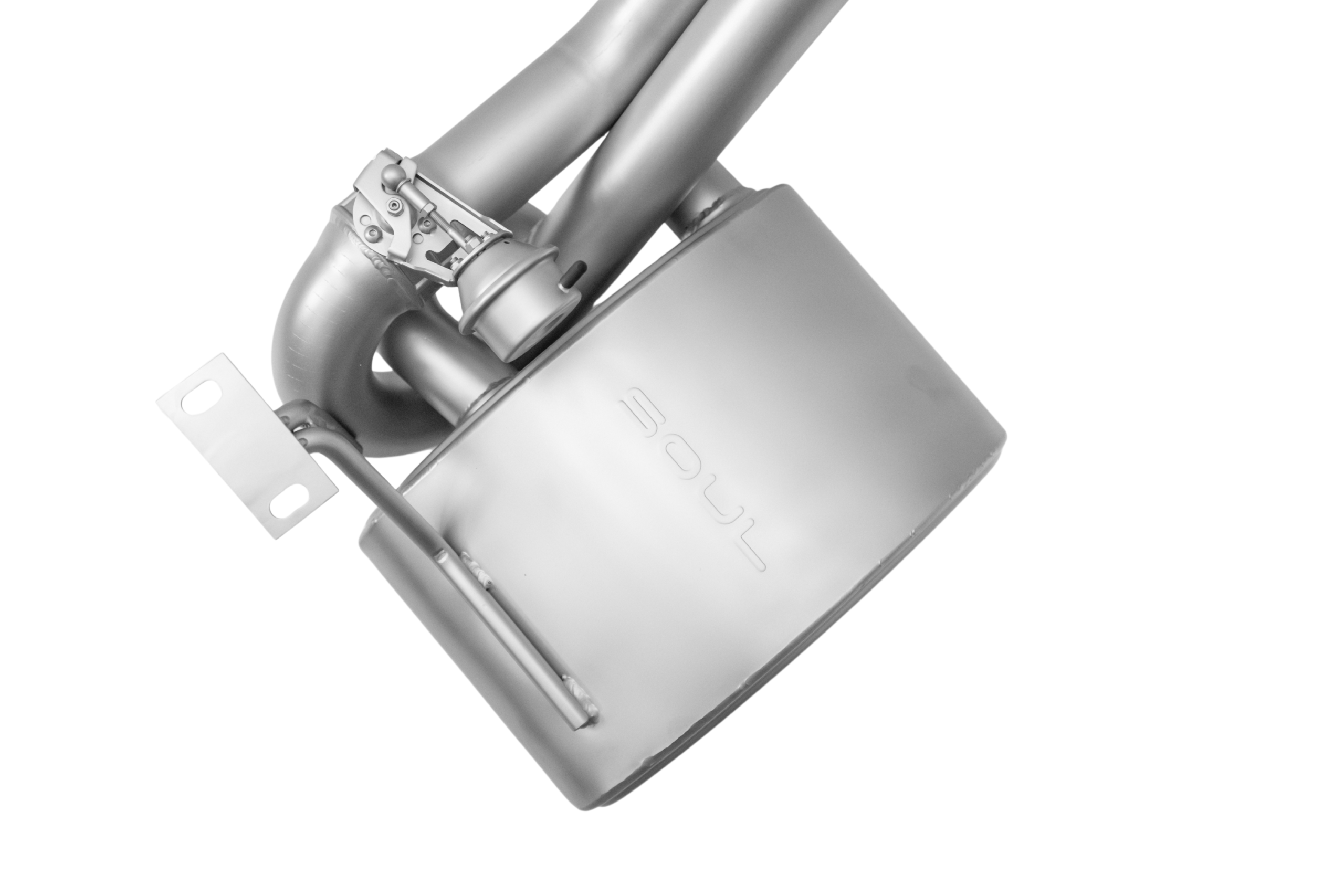 Soul 997.2 Carrera valved side mufflers: close-up of a valved muffler