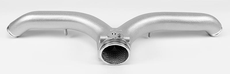 IPD turbo Y-pipe looking into the outlet with both charge arms extended - IPD for Porsche 997.1 Turbo