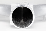Straight into the IPD turbo Y-pipe outlet showing the dimpled walls and center splitter - IPD for Porsche 997.1 Turbo