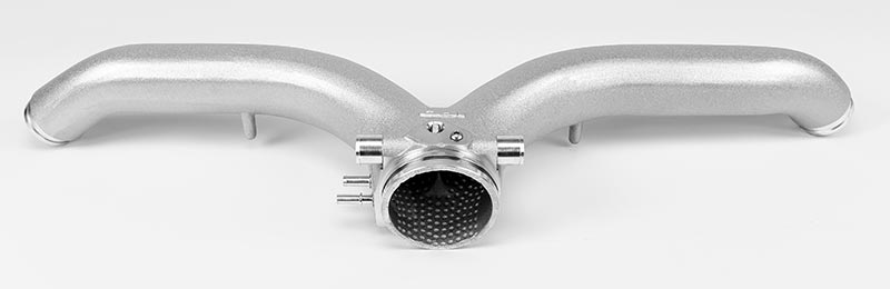 IPD 997.2 Turbo Y-pipe front view with machined outlet, vent nipples and sensor boss - IPD for Porsche 997.2 Turbo