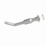 MagnaFlow 5461166 carb direct-fit catalytic converter, opposite rear three-quarter view of the turntable spin