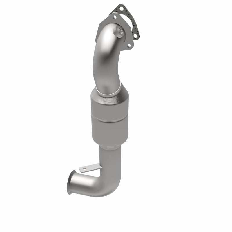 MagnaFlow 5411350 carb direct-fit catalytic converter, opposite rear three-quarter view of the turntable spin