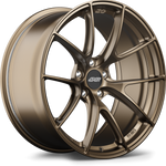 Bronze-finished alloy wheel with Y-spoke design and center cap, displayed at three-quarter angle on white background - APEX Wheels wheel for 20x12 ET47 5x130 - Satin Bronze
