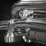 Capristo Audi R8 V10 X-pipe with valve and perforated cap, close-up