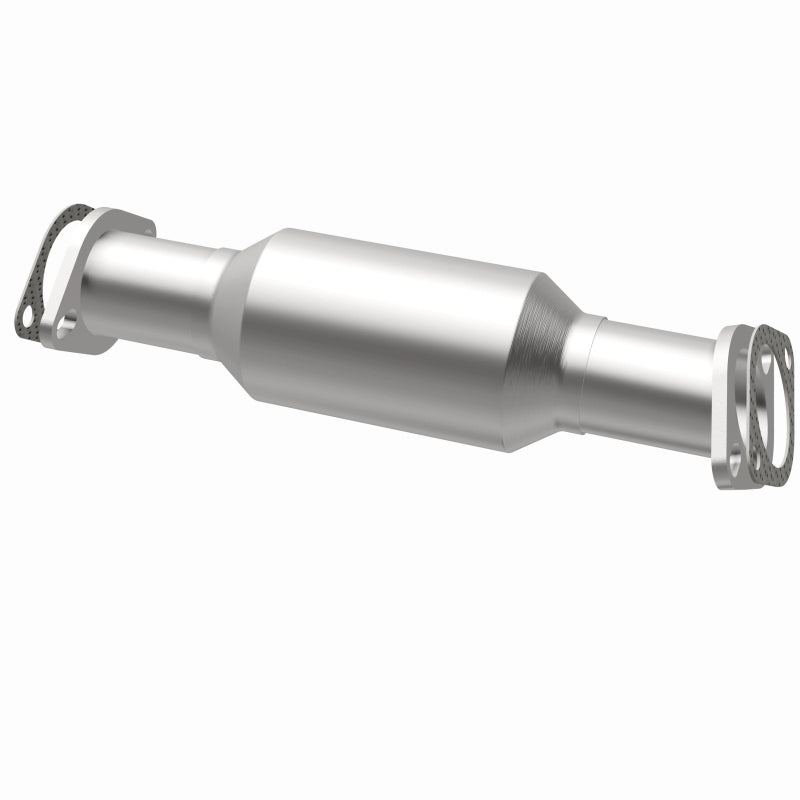 MagnaFlow 5592447 carb direct-fit catalytic converter, opposite rear three-quarter view of the turntable spin