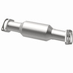 MagnaFlow 5592447 carb direct-fit catalytic converter, opposite rear three-quarter view of the turntable spin