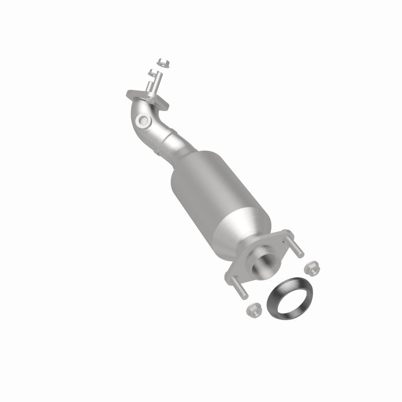 MagnaFlow 5451617 carb direct-fit catalytic converter, rear three-quarter view of the turntable spin