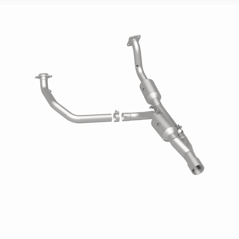 MagnaFlow 21-513 oem grade direct-fit catalytic converter, rear three-quarter view of the turntable spin