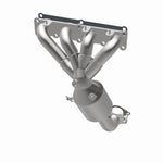 MagnaFlow 5551159 carb manifold converter, opposite rear three-quarter view of the turntable spin
