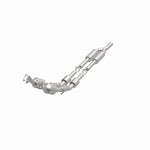 MagnaFlow 551838 carb direct-fit catalytic converter, opposite front three-quarter view of the turntable spin