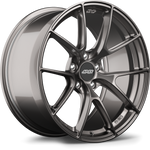 Gunmetal finished alloy wheel with Y-spoke design and five-bolt mounting pattern shown at three-quarter angle - APEX Wheels wheel for 19x9 ET25 5x112 - Anthracite