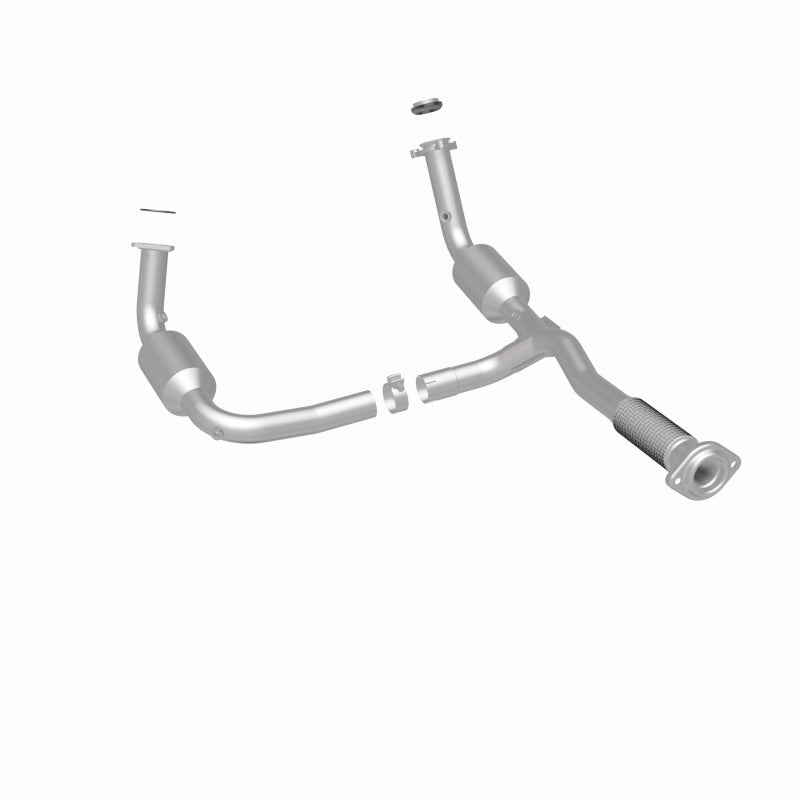 MagnaFlow 4451172 carb direct-fit catalytic converter, rear three-quarter view of the turntable spin