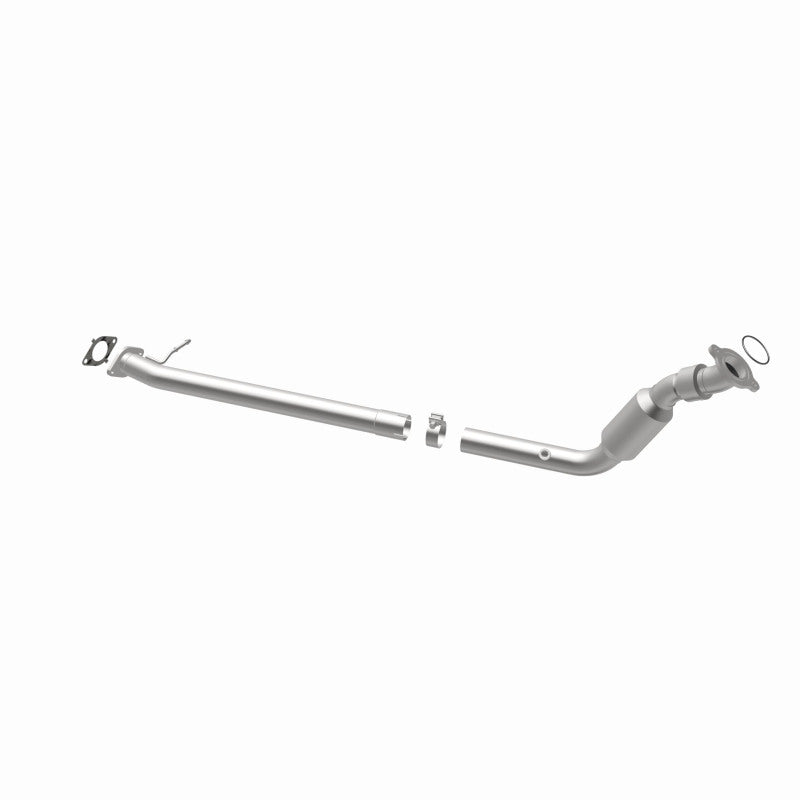 MagnaFlow 5451126 carb direct-fit catalytic converter, opposite rear three-quarter view of the turntable spin