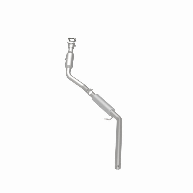 MagnaFlow 5451448 carb direct-fit catalytic converter, rear three-quarter view of the turntable spin