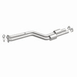 MagnaFlow 5571725 carb direct-fit catalytic converter, front three-quarter view of the turntable spin