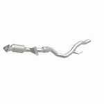 MagnaFlow 5551410 carb direct-fit catalytic converter, front three-quarter view of the turntable spin