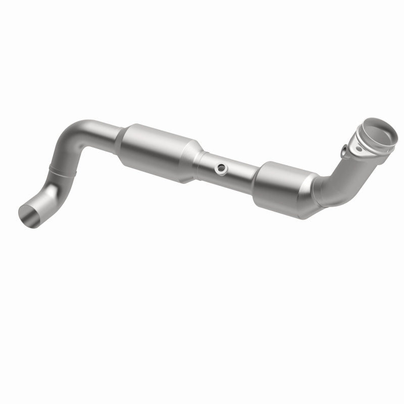 MagnaFlow 4583449 carb direct-fit catalytic converter, opposite front three-quarter view of the turntable spin