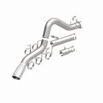 MagnaFlow 19694 cat-back exhaust, front three-quarter view of the turntable spin