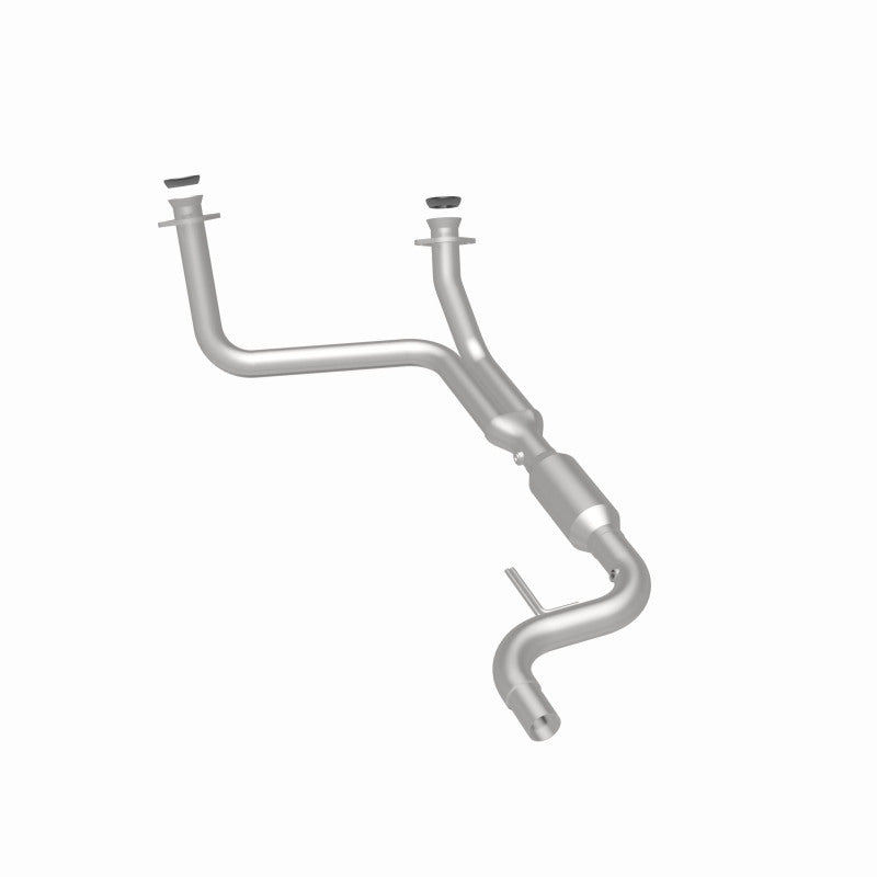 MagnaFlow 4481727 carb direct-fit catalytic converter, rear three-quarter view of the turntable spin