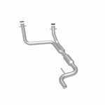 MagnaFlow 4481727 carb direct-fit catalytic converter, rear three-quarter view of the turntable spin