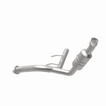 MagnaFlow 5551418 carb direct-fit catalytic converter, opposite rear three-quarter view of the turntable spin