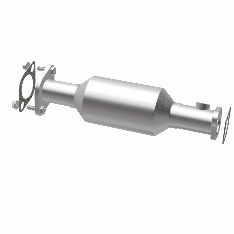 MagnaFlow 4481930 carb direct-fit catalytic converter, opposite rear three-quarter view of the turntable spin