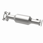 MagnaFlow 4481930 carb direct-fit catalytic converter, opposite rear three-quarter view of the turntable spin