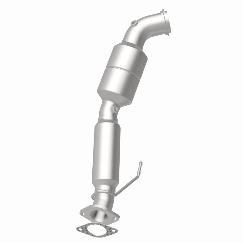MagnaFlow 5551253 carb direct-fit catalytic converter, opposite rear three-quarter view of the turntable spin
